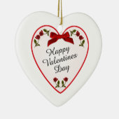 Jouw tekst Valentijnsdag - Rode rozen Floral Foto Keramisch Ornament (Rechts)