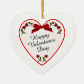 Jouw tekst Valentijnsdag - Rode rozen Floral Foto Keramisch Ornament (Voorkant)