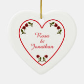 Jouw tekst Valentijnsdag - Rode rozen Floral Foto Keramisch Ornament (Achterkant)