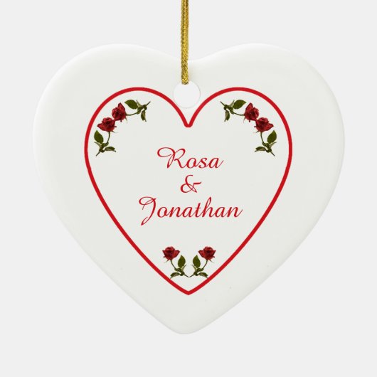 Jouw tekst Valentijnsdag - Rode rozen Floral Foto Keramisch Ornament (Achterkant)