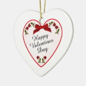 Jouw tekst Valentijnsdag - Rode rozen Floral Foto Keramisch Ornament (Links)