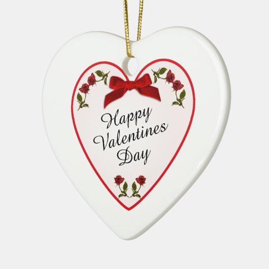 Jouw tekst Valentijnsdag - Rode rozen Floral Foto Keramisch Ornament (Links)