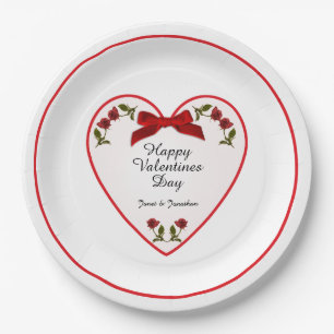 Jouw tekst Valentijnsdag - Rode rozen Floral Foto Papieren Bordje