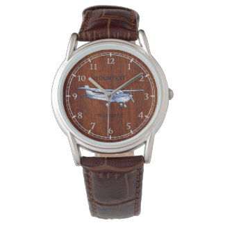 Jouw tekst Vliegtuig Classic Cessna Flying Mahonie Horloge
