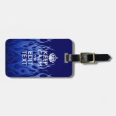 Jouw tekst voor "Keep Calm on Blue Racing Flames" Bagagelabel (Voorkant horizontaal)