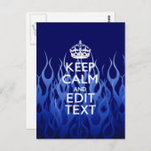 Jouw tekst voor "Keep Calm on Blue Racing Flames" Briefkaart (Voorkant / Achterkant)