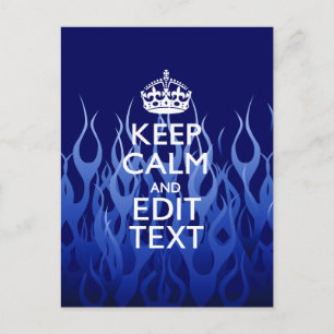 Jouw tekst voor "Keep Calm on Blue Racing Flames" Briefkaart