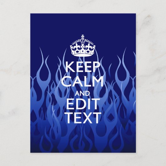 Jouw tekst voor "Keep Calm on Blue Racing Flames" Briefkaart (Voorkant)