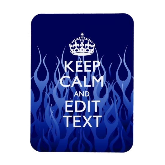 Jouw tekst voor "Keep Calm on Blue Racing Flames" Magneet (Verticaal)