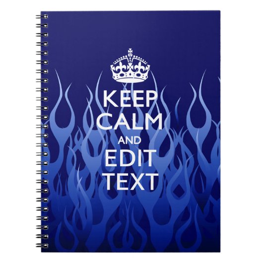 Jouw tekst voor "Keep Calm on Blue Racing Flames" Notitieboek (Voorkant)