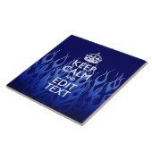 Jouw tekst voor "Keep Calm on Blue Racing Flames" Tegeltje (Zijkant)