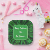 Jouw tekst: "Vrolijk Kerstfeest" Groen Roestvrij S Papieren Bordje (Feest)