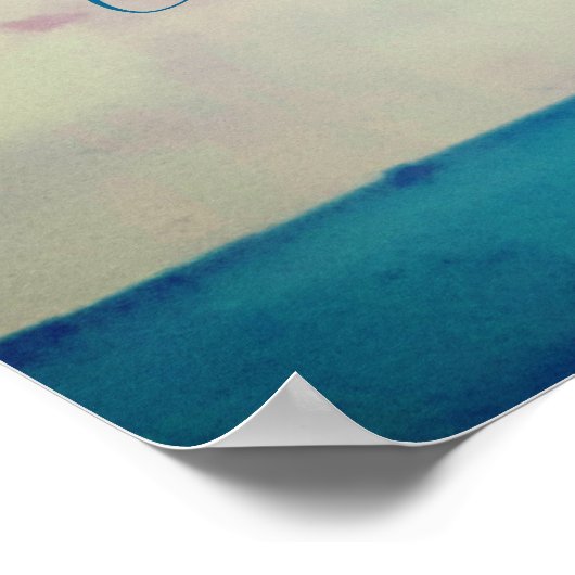 Jouw tekst Waterverf Skies en Zee Landschap toevoe Poster (Hoek)