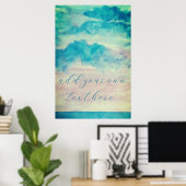 Jouw tekst Waterverf Skies en Zee Landschap toevoe Poster (Thuiskantoor)