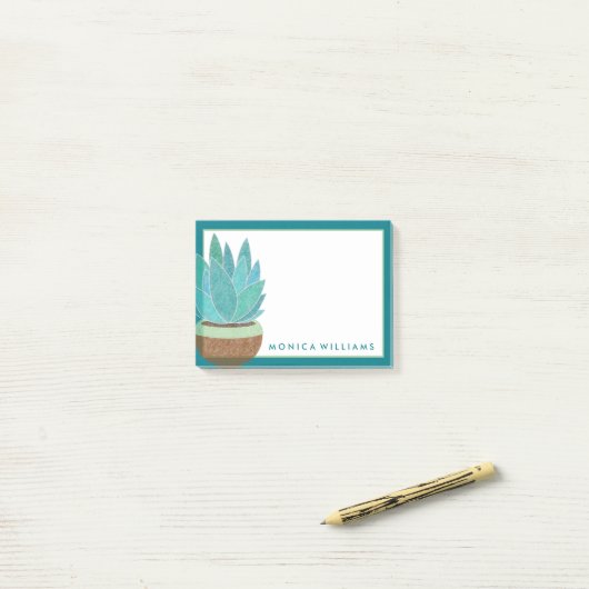 Jouw tekst | Waterverf Succulente Cactus Post-it® Notes (Op bureau)