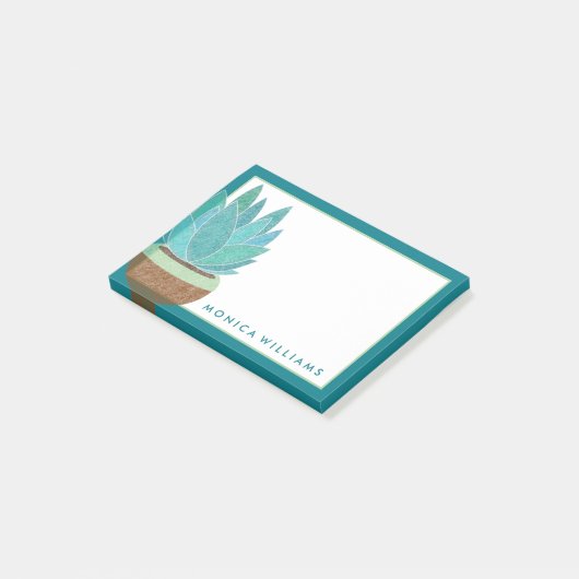 Jouw tekst | Waterverf Succulente Cactus Post-it® Notes (Schuin)