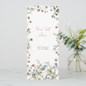 Jouw tekst Wildflower Waterverf Baby shower Kaart (Staand voorkant)