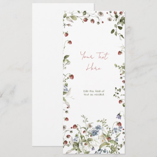 Jouw tekst Wildflower Waterverf Baby shower Kaart (Voorkant / Achterkant)