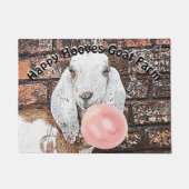 JOUW TEKST Witte Nubiaanse geit met Bubblegum Deurmat (Voorkant)