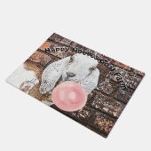 JOUW TEKST Witte Nubiaanse geit met Bubblegum Deurmat (Schuin)
