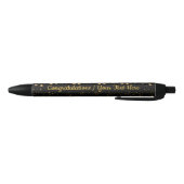 Jouw tekst zwart/gouden sterren Sparkle Lights Gef Zwarte Inkt Pen (Bodem)