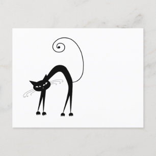 Jouw tekst - zwart kattenpersonage Pose 2 Briefkaart
