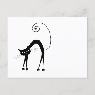 Jouw tekst - zwart kattenpersonage Pose 2 Briefkaart