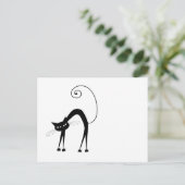 Jouw tekst - zwart kattenpersonage Pose 2 Briefkaart (Staand voorkant)