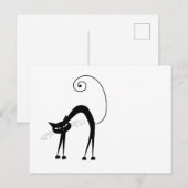 Jouw tekst - zwart kattenpersonage Pose 2 Briefkaart (Voorkant / Achterkant)