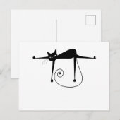 Jouw tekst - zwart kattenpersonage Pose 3 Briefkaart (Voorkant / Achterkant)