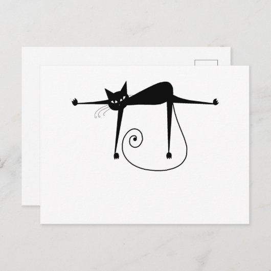 Jouw tekst - zwart kattenpersonage Pose 3 Briefkaart (Voorkant / Achterkant)