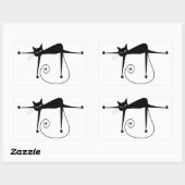 Jouw tekst - zwart kattenpersonage Pose 3 Rechthoekige Sticker (Vel)