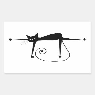 Jouw tekst - zwart kattenpersonage Pose 3 Rechthoekige Sticker