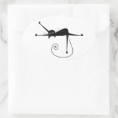 Jouw tekst - zwart kattenpersonage Pose 4 Ovale Sticker (Tas)