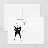 Jouw tekst - zwart kattenpersonage Pose 5 Briefkaart (Voorkant / Achterkant)