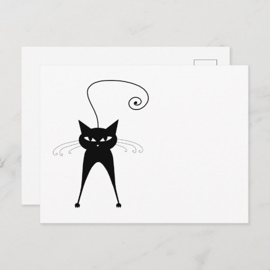 Jouw tekst - zwart kattenpersonage Pose 5 Briefkaart (Voorkant / Achterkant)