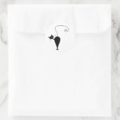 Jouw tekst - zwart kattenpersonage Pose 6 Ronde Sticker (Tas)