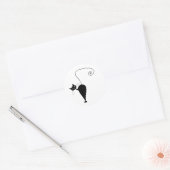 Jouw tekst - zwart kattenpersonage Pose 6 Ronde Sticker (Envelop)