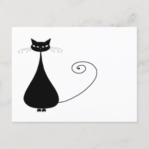 Jouw tekst - zwart kattenpersonage Pose 7 Poster Briefkaart