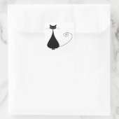 Jouw tekst - zwart kattenpersonage Pose 7 Poster Vierkante Sticker (Tas)