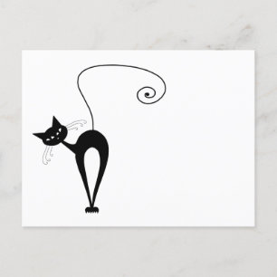 Jouw tekst - zwart kattenpersonage Pose 8 Poster Briefkaart