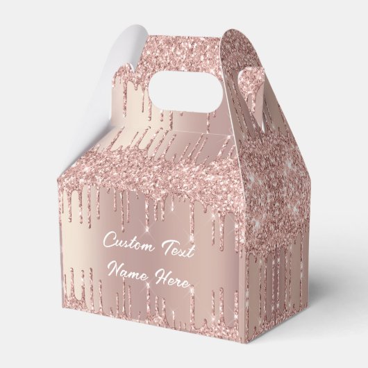 Jouw Tex Favor Box Roze Goud Blush Glitter Druppel Bedankdoosjes (Achterkant)