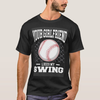 Jouw Vriendin houdt van mijn Swing Baseball Mannen T-shirt