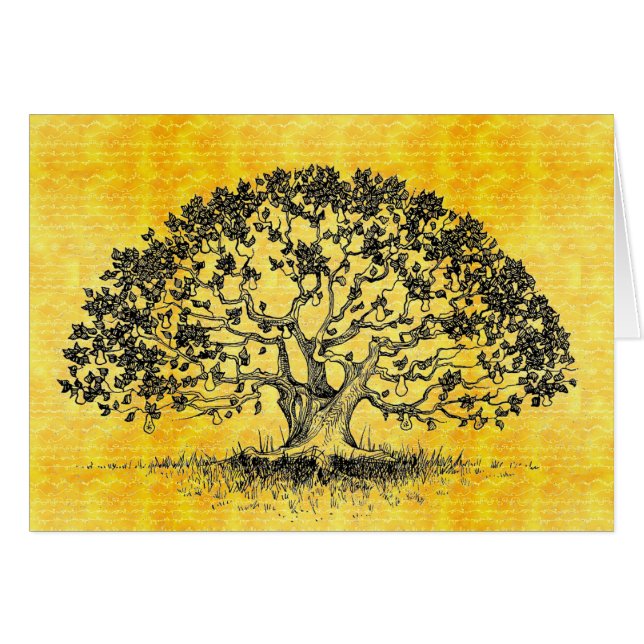 Jouw woorden op Oak Tree Woodcut (Voorkant Horizontaal)