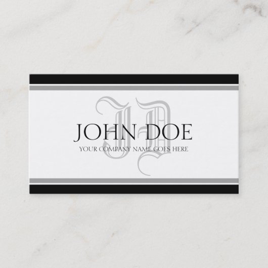 JouwJobTitle Roman Silver Monogram Visitekaartje (Voorkant)