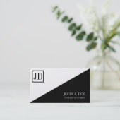 JouwJobTitle Square Monogram Black Gold Visitekaartje (Staand voorkant)