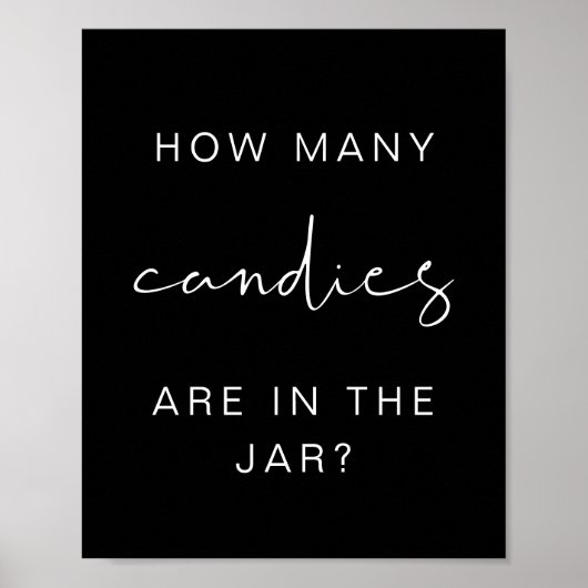JOVI Black Edgy Hoeveel Snoepjes Baby shower Poster (Voorkant)