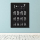 JOVI Black Edgy Modern Minimalist Seating Chart Canvas Afdruk (Insitu (Houten vloer))