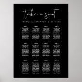 JOVI Black Edgy Modern Minimalist Seating Chart Poster (Voorkant)