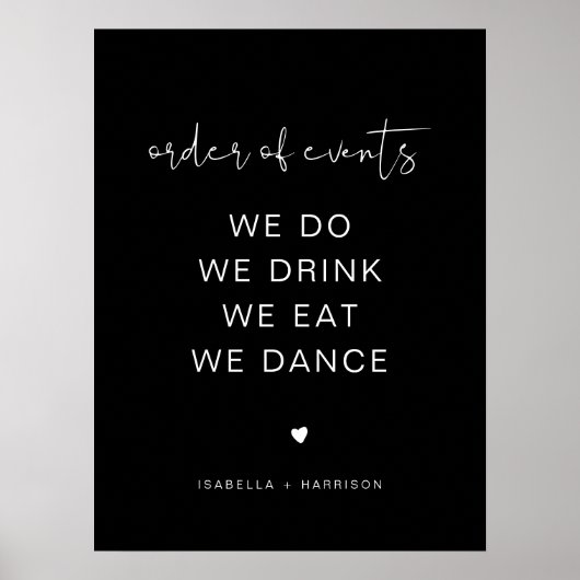 JOVI Black Edgy Wedding Order of Events Poster (Voorkant)